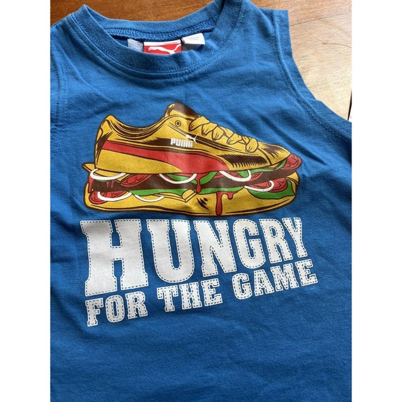 NWT Puma Blue Hungry For The Game Graphic Muscle Tank Top Baby Boy Sz 12 Months - Picture 2 of 4
